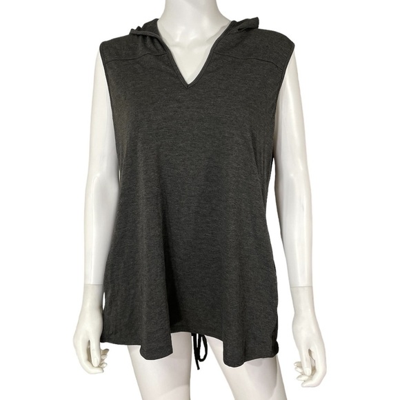 Ariella Grey Sleeveless Hoodie V Neck Laced Up Top
New - Picture 2 of 6